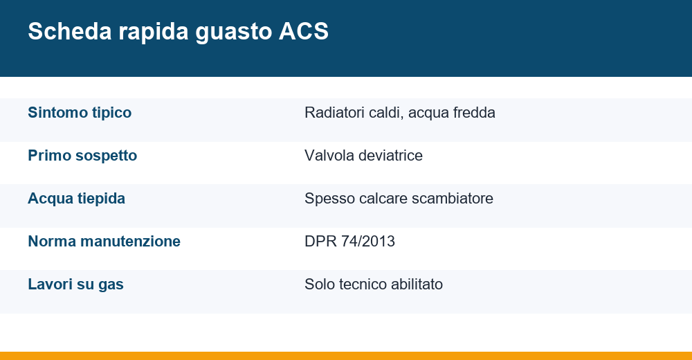 caldaia non fa acqua calda — infografica