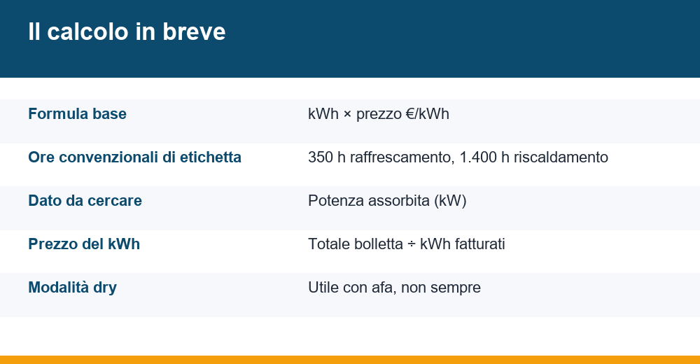 consumo condizionatore inverter — infografica
